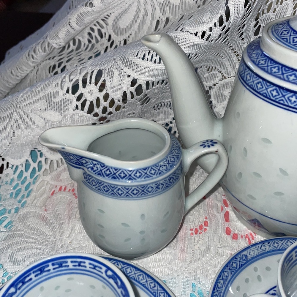 Vintage 17 Pc Chinese Rice Grain Tea Set! - Picture 3 of 11